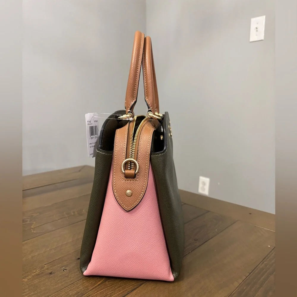NWT Coach Lillie Colorblock Carryall - Green, Pink and Brown
